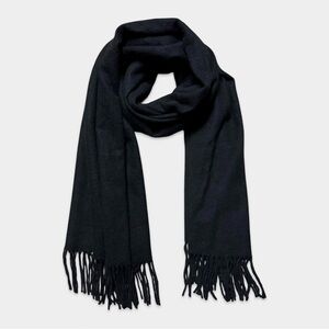 Blk Soft Wool Oversized XL Long Skinny Fringe Warm Winter Neck Scarf Wrap Shawl